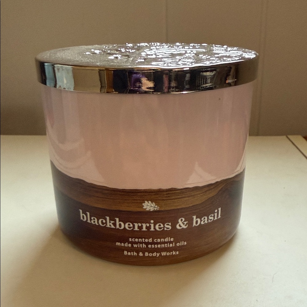 Bath & Body Works Pink and Brown Blackberries & Basil Candle